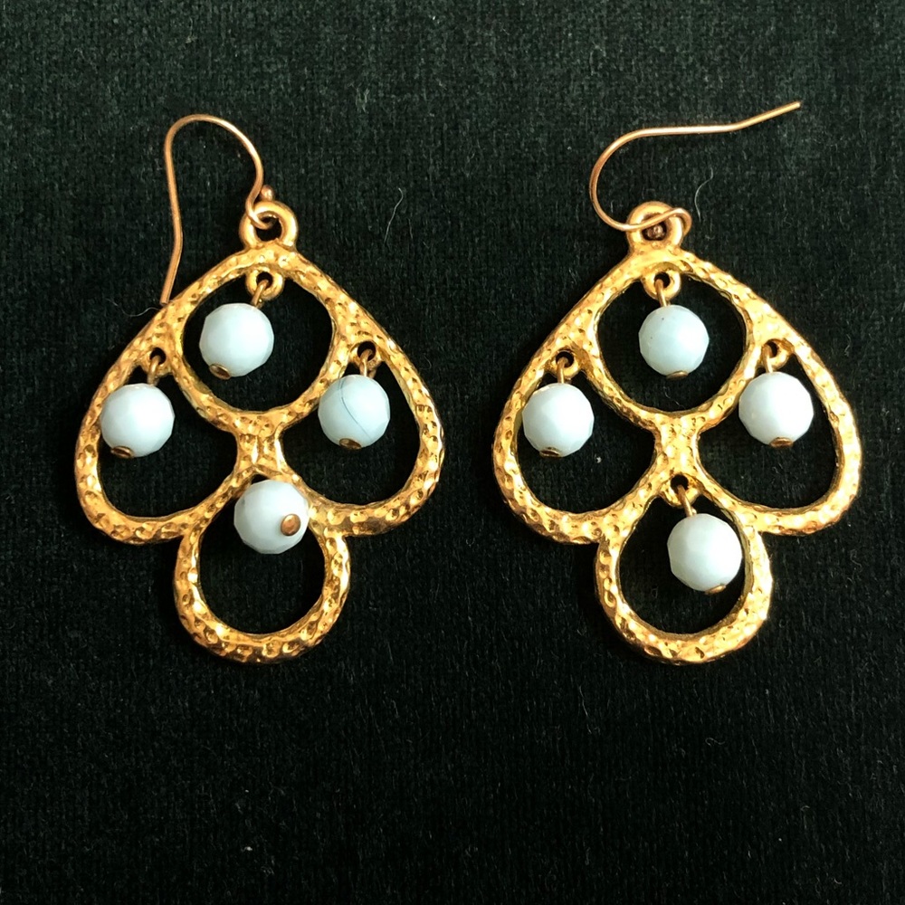 Stella and Dot gold & turquoise chandelier earring